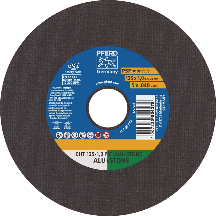 Trennscheibe EHT PSF ALU+STONE D125x1mm ger.Bohr.125mm PFERD