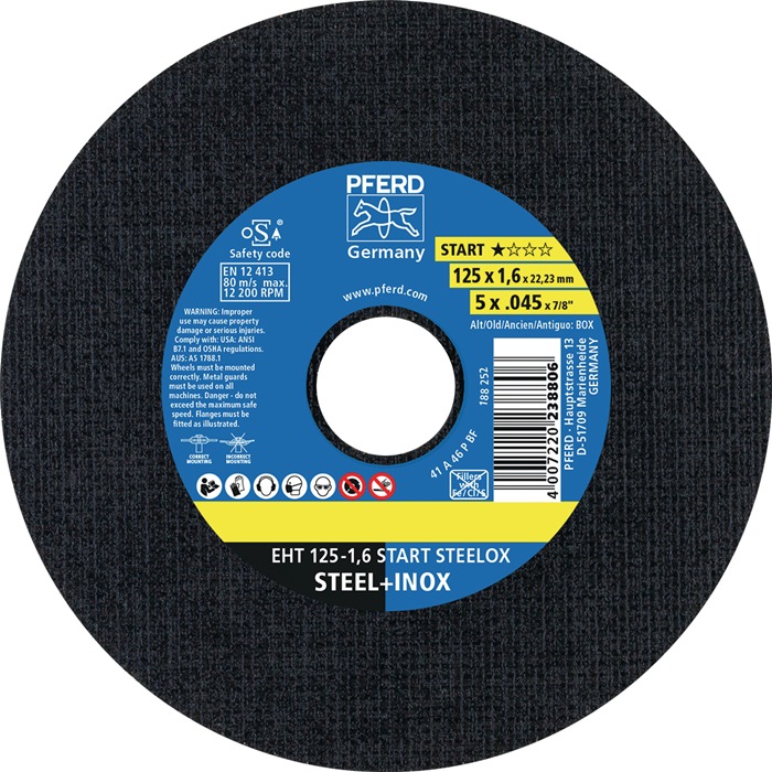 Trennscheibe STEELOX BOX D125x1,6mm ger.INOX Bohr.22,23mm Box á 25 St.PFERD