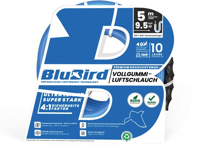Werkstattschlauchset BluBird ID 9,5mm AD 15,5mm L.5m Schnellver.Kup.