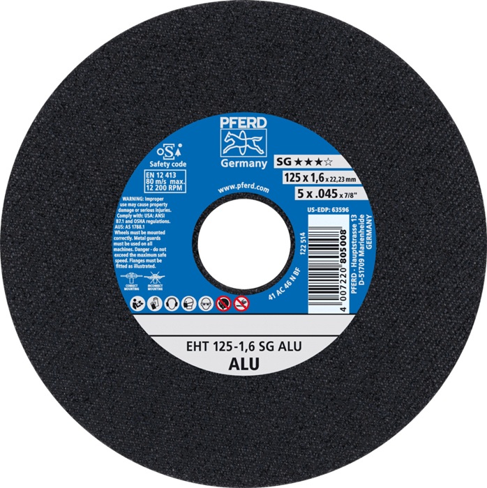 Trennscheibe SG ALU D125x1,6mm ger.Alu.Bohr.22,23mm PFERD