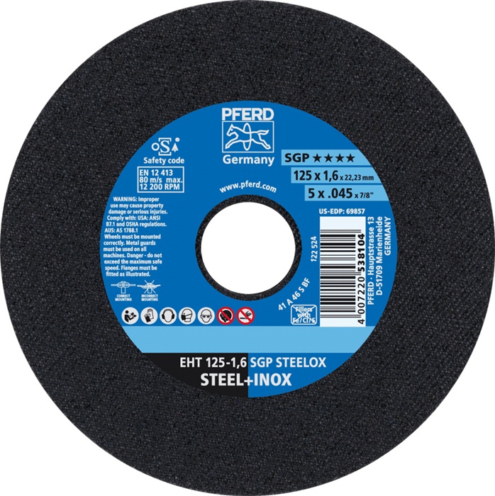 Trennscheibe SGP STEELOX D125x1,6mm ger.INOX Bohr.22,23mm PFERD