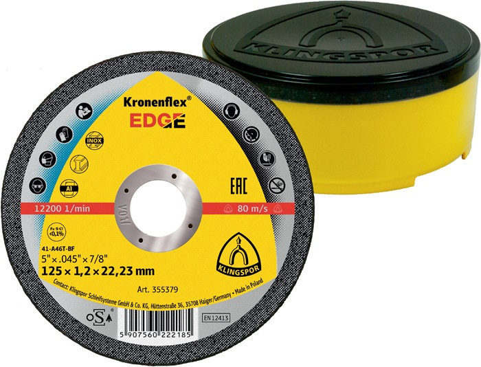 Trennscheibe EDGE D115x1,2mm ger.INOX Bohr.22,23mm KLINGSPOR