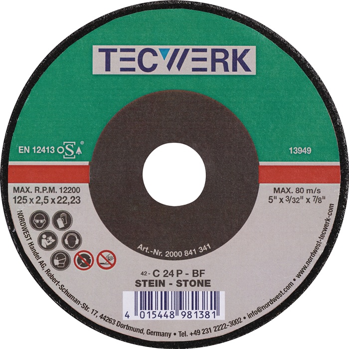 Trennscheibe STE D125x2,5mm gekr.STE Bohr.22,23mm TECWERK