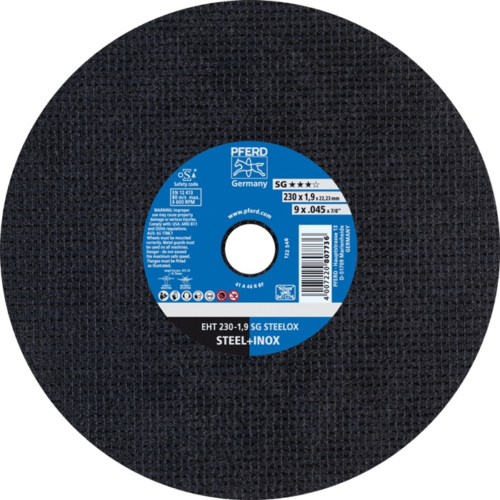Trennscheibe SG STEELOX D230x1,9mm ger.INOX Bohr.22,23mm PFERD
