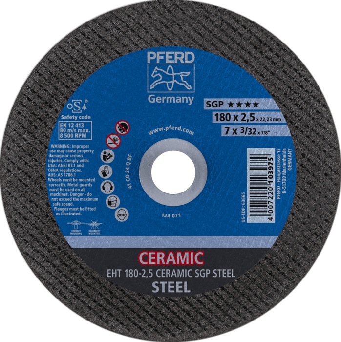 Trennscheibe EHT 180-2,5 CERAMIC SGP STEEL D.180mm B.2,5mm Bohrung 22,23mm
