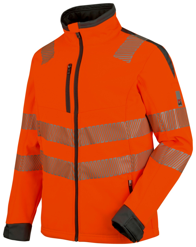 Warnschutz-Softshelljacke Neon Klasse 3 SOFTSHELLJACKE NEON ORANGE/GRAU 4XL