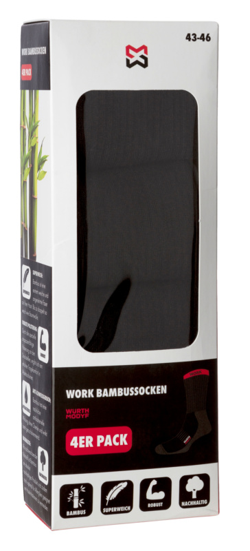 Robuste Bambussocken 4er Pack SOCKEN BAMBUS ROBUST SCHWARZ 43-46
