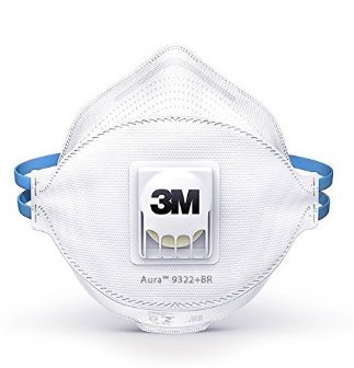 Atemschutzmaske Komfort-gefaltet 3M 9322+ AURA ATEMSCH.FFP2NR D, M VENT