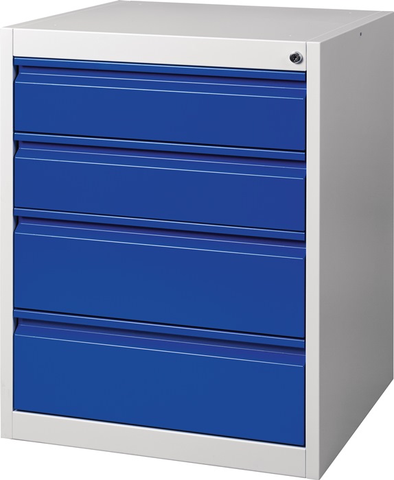 Schubladenschrank BK 600 H800xB600xT600mm grau/blau 4 Schubl.Einfachauszug