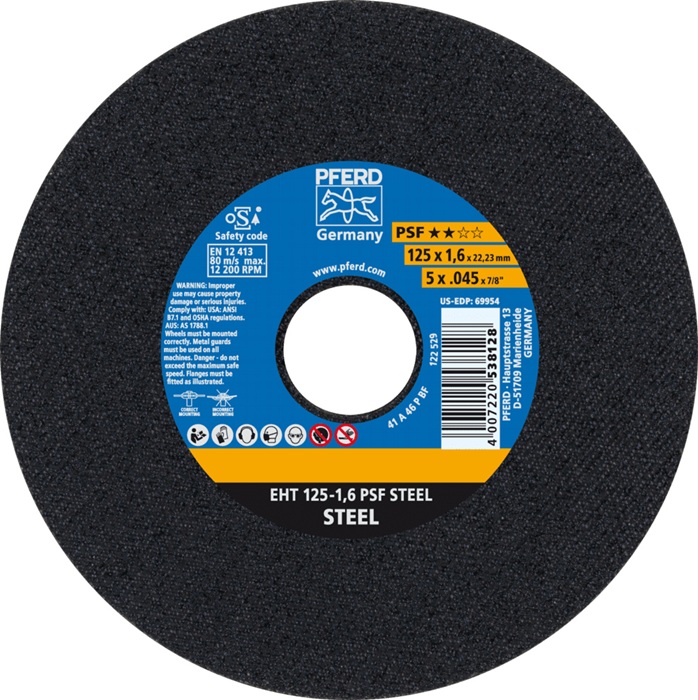 Trennscheibe PSF STEEL D125x1,6mm ger.STA Bohr.22,23mm PFERD