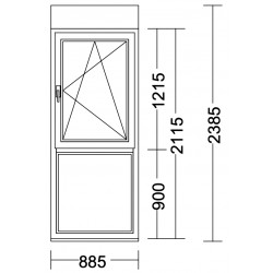 Kunststoff-Fenster (885x2115) , 2-tlg., VEKA Softline 76 MD (mit Oberlicht und Rollladen, absturzsicher)