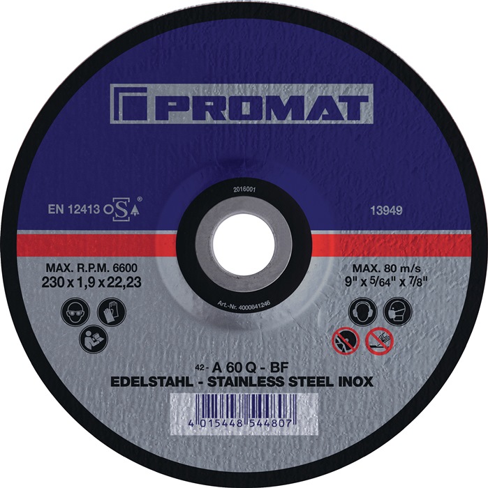 Trennscheibe INOX D125x1mm ger.INOX Bohr.22,23mm PROMAT