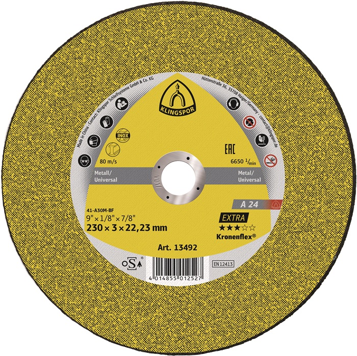Trennscheibe A 24 Extra D230xB2mm Bohrung 22,23mm mittelhart GER Drehz.6600U/min