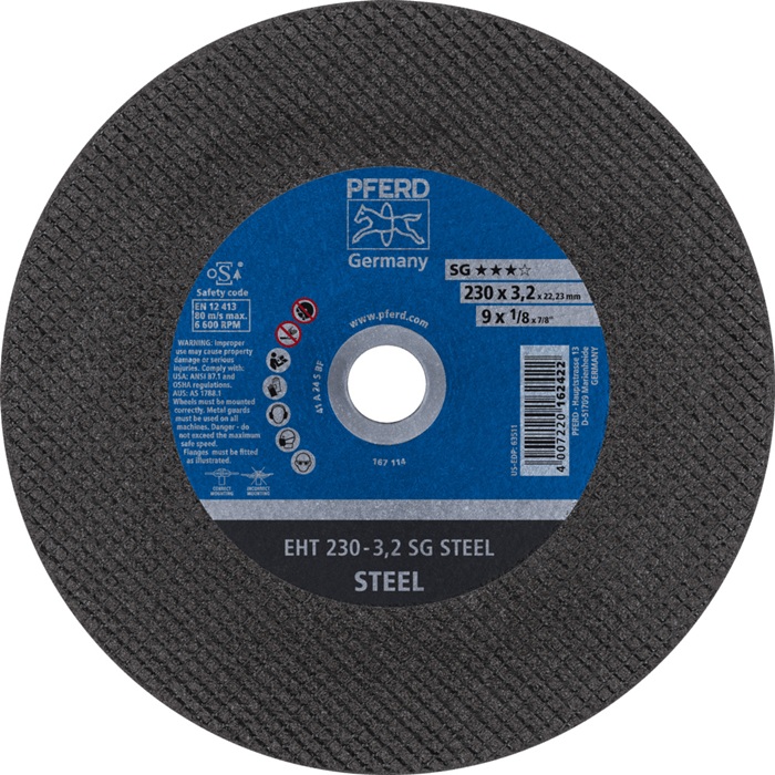 Trennscheibe SG STEEL D230x3,2mm ger.STA Bohr.22,23mm PFERD