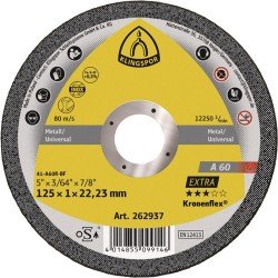 Trennscheibe A 60 Extra D125x1mm ger.INOX Bohr.22,23mm KLINGSPOR