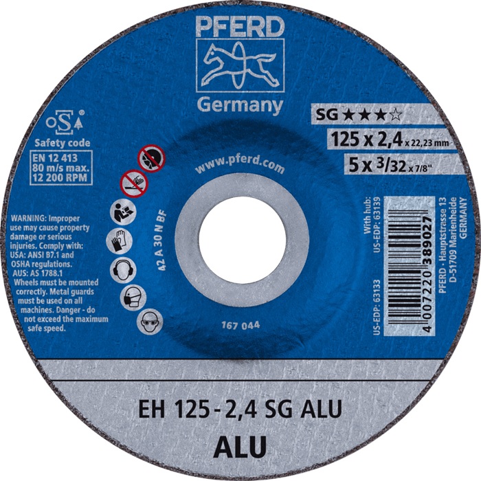 Trennscheibe SG ALU D125x2,4mm gekr.Alu.Bohr.22,23mm PFERD