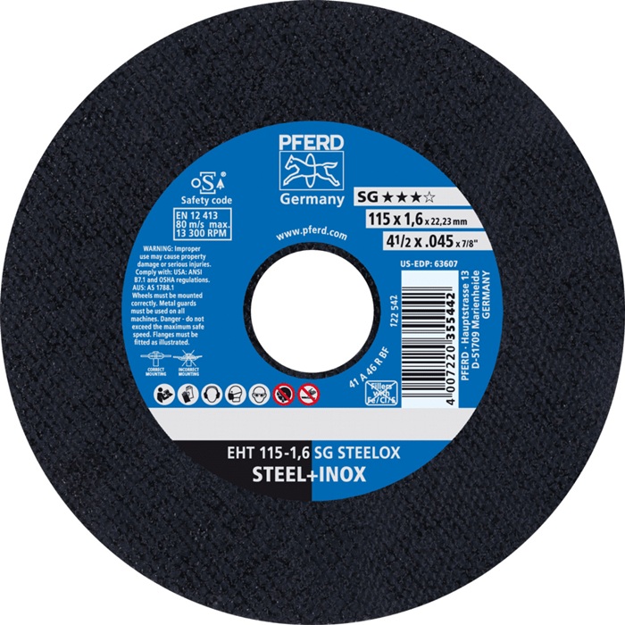 Trennscheibe SG STEELOX D115x1,6mm ger.INOX Bohr.22,23mm PFERD