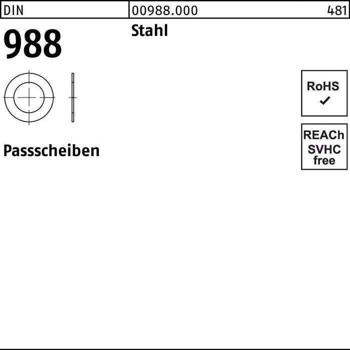 Paßscheibe DIN 988 17x 24x0,15 Stahl 2000 Stück