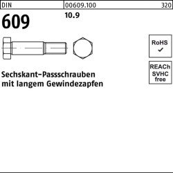 Sechskantpassschraube DIN 609 langem Gewindezapfen M8x 50 10.9 50 Stück