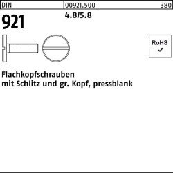 Flachkopfschraube DIN 921 Schlitz M6x 12 4.8/5.8 100 Stück
