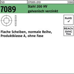 Unterlegscheibe ISO 7089 o.Fase 6 Stahl 200 HV galv.verz. 1000 Stück