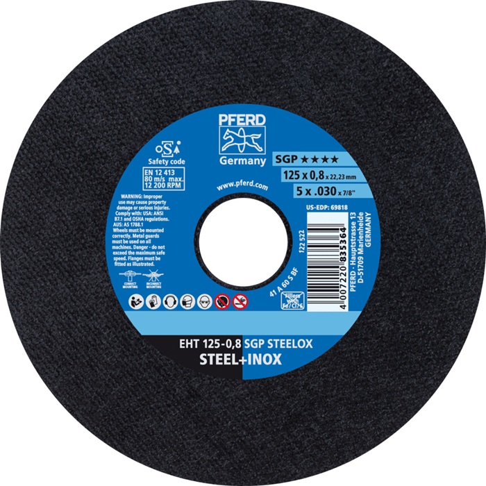 Trennscheibe SGP STEELOX D125x0,8mm ger.INOX Bohr.22,23mm PFERD