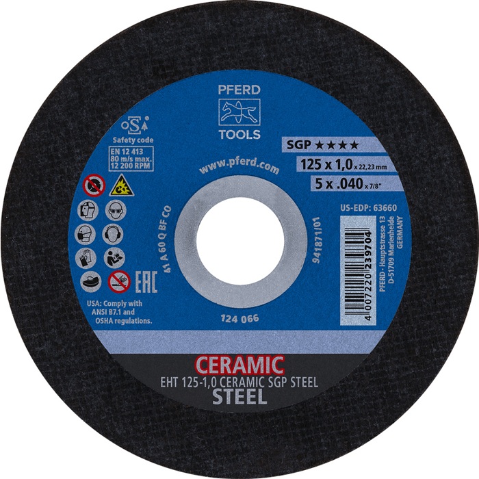 Trennscheibe Ceramic SGP Steel D125x1mm ger.STA Bohr.22,23mm PFERD