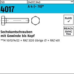 Sechskantschraube ISO 4017 VG M 33 x 80 A 4 5 Stück