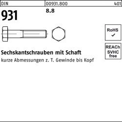 Sechskantschraube DIN 931 Schaft M36x 230 8.8 1 Stück