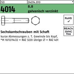 Sechskantschraube ISO 4014 Schaft M8x 65 8.8 galv.verz. 200 Stück