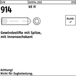 Gewindestift DIN 914 Spitze/Innen-6kt M16x 16 45 H 100 Stück