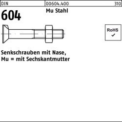 Senkschraube DIN 604 m.Nase/6-ktmutter M10x 40 Mu Stahl 4.6 100 Stück