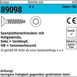 Spanplattenschraube R 89098 SEKO ISR VG 6x 50-T25 A 2 100 Stück
