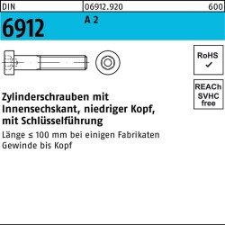 Zylinderschraube DIN 6912 Innen-6kt M6x 14 A 2 100 Stück