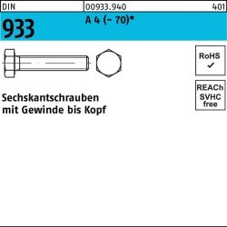 Sechskantschraube DIN 933 VG M 36 x 80 A 4 (- 70) 5 Stück