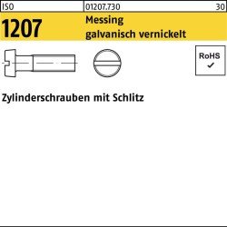 Zylinderschraube ISO 1207 Schlitz M3x16 Messing galv. vernickelt 200St.