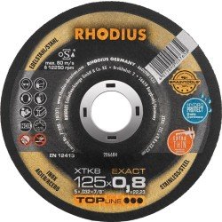 Trennscheibe XTK8 D125x0,8mm gekr.INOX Bohr.22,23mm RHODIUS