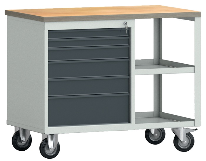 Werkbank PW 700 B1000xT620xH805mm Buche Multiplex lichtgrau/grau 6 Schubl.