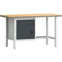 Werkbank PW 700 B1500xT700xH840mm Buche Multiplex lichtgrau/grau 2 Schubl.1 Tür