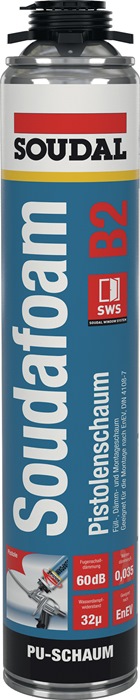 1K-Pistolenschaum SOUDAFOAM-GUN 750 ml B2 champagner o.Einw.-Handsch.Dose SOUDAL