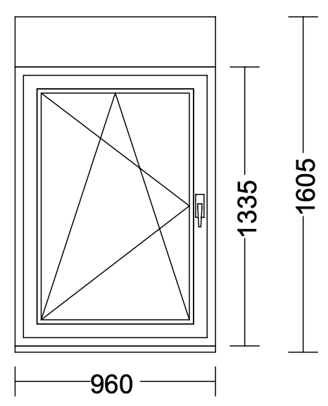 Kunststoff-Fenster (960x1335), 3-fach Verglasung, 1-tlg., DKL, VEKA Softline 82 MD (mit el. Rollladen)