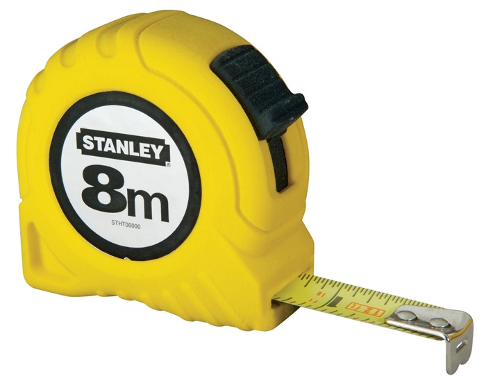 Taschenrollbandmaß L.8m B.25mm mm/cm EG II Kapsel Festst.STANLEY