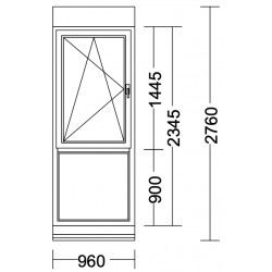 Kunststoff-Fenster (960x2345), 3-fach Verglasung, 1-tlg. m. Absturzsich., DKL, VEKA Softline 82 MD (mit el. Rollladen)