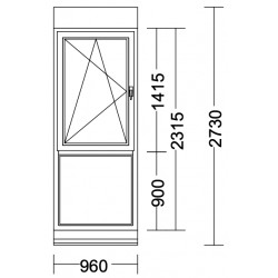 Kunststoff-Fenster (960x2315), 3-fach Verglasung, 1-tlg. m. Absturzsich., DKL, VEKA Softline 82 MD (mit el. Rollladen)