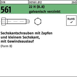 Sechskantschraube DIN 561 Zapfen BM 8x20 22 H (8.8) galv.verz. 100St.