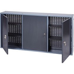 Werkzeugschrank H600xB1200xT200mm silber anth.3 Lochrückwände,3 Türen
