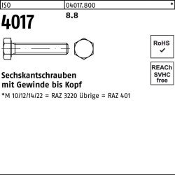 Sechskantschraube ISO 4017 VG M4x 12 8.8 500 Stück