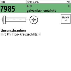 Linsenschraube DIN 7985 PH M6x10-H 4.8 galv.verz. 1000St.