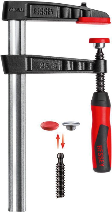 Temperguss-Schraubzwinge TG-2K Spann-W.160mm A.80mm 2K-Griff 25x6mm BESSEY