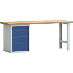 Werkbank PW 700 B2000xT700xH840mm Buche Multiplex lichtgrau/blau 4 Schubl.